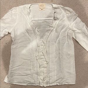 Sezane Cream Ruffled Blouse